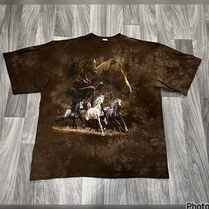 SIZE XL MENS VINTAGE WILD RUNNING HORSE TIE DYE SHIRT